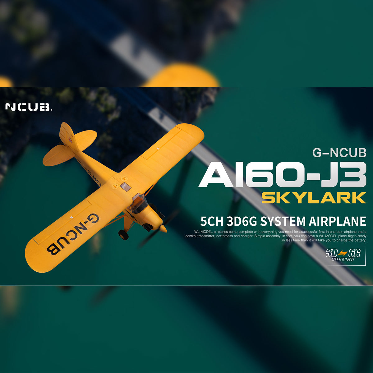 XK A160 J3 3D/6G 2.4G 5CH Brushless Scale RC Airplane Model - RAZORDON