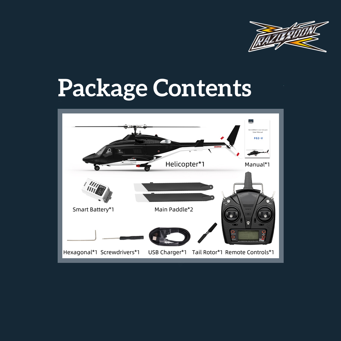 YUXIANG F02-V 1/34 Scale Airwolf RC Helicopter - RAZORDON