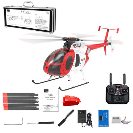 YU XIANG F119S MD500 1/16 Scale 250-Class 2.4G 9CH RC Little Bird Military Helicopter Model with Flybarless Rotor Head, 6G/3D Switchable Modes & Openable Cockpit (RTF Version)