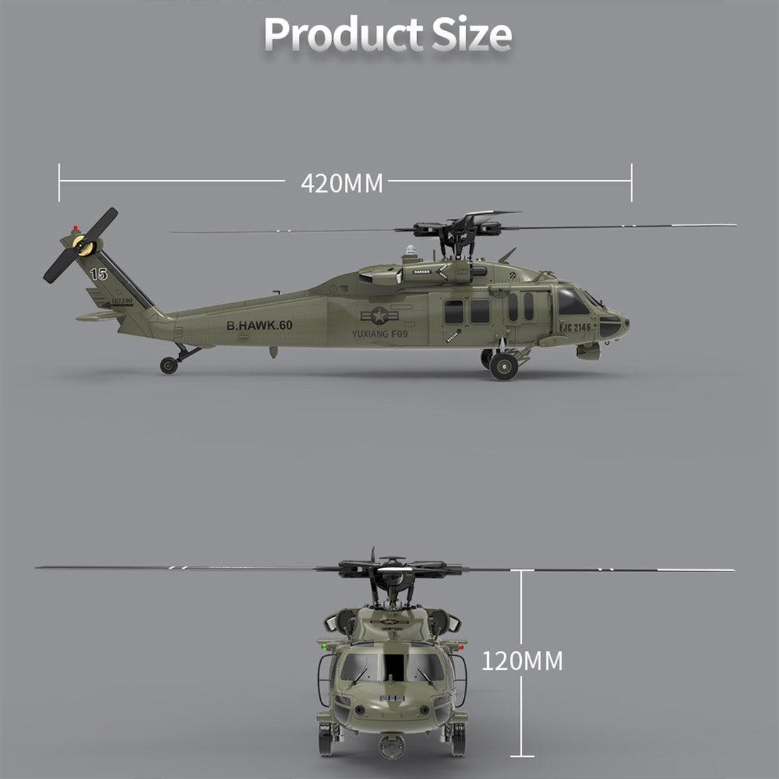 YU XIANG YXZNRC F09-V 1/47 Scale 2.4G 6CH RC Dual Brushless Direct Drive Flybarless 6G/3D Stunt Helicopter Model (RTF Version) - Razordon