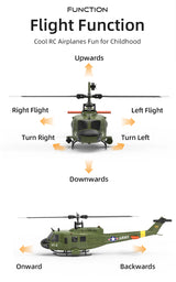 YU XIANG F07 1/34 Scale UH-1 Huey 2.4G 6CH Brushless Direct-Drive 3D/6G Flybarless RC Helicopter Model with Optical Flow Positioning (RTF Version/Mode1/Mode2) razordon