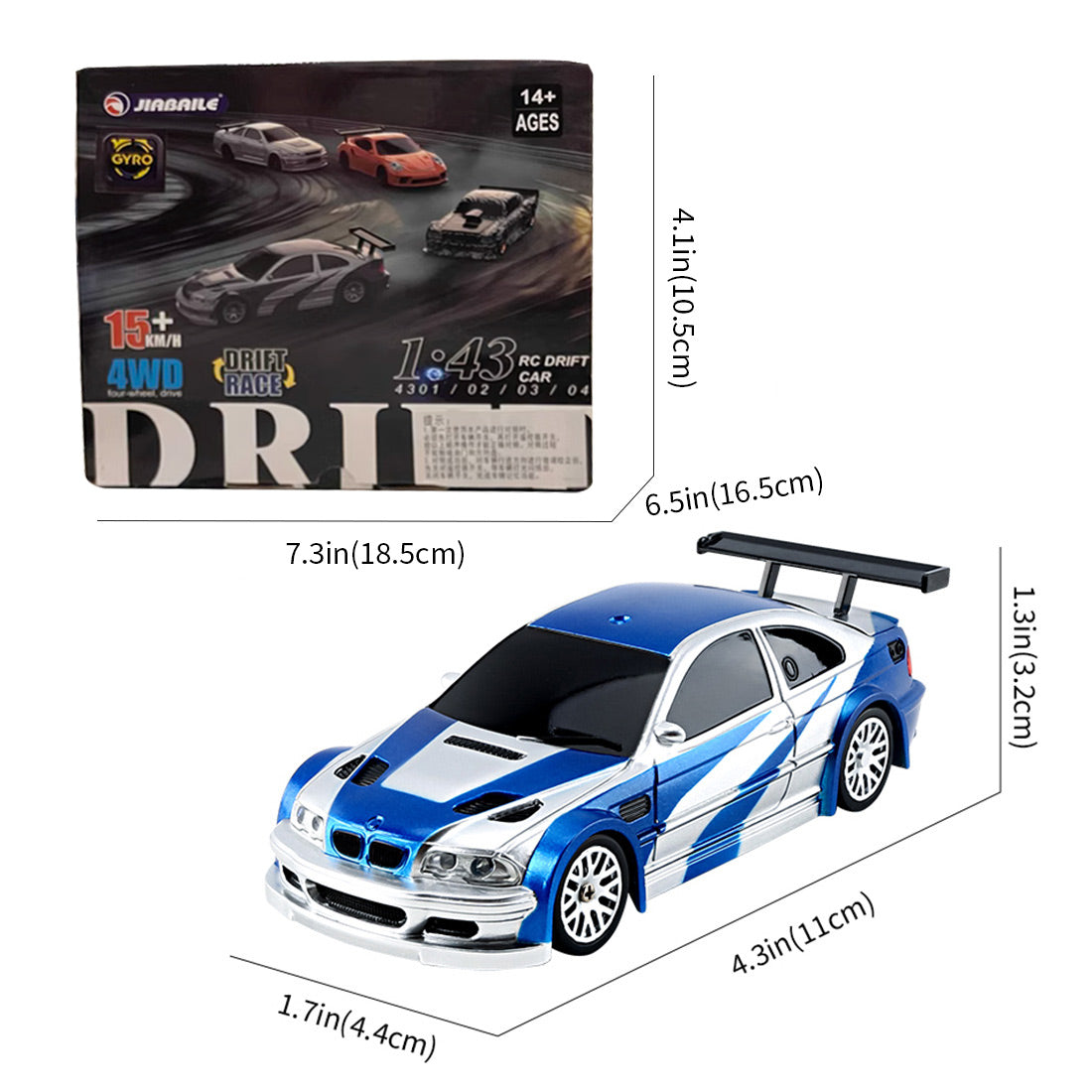 1/43 Scale 2.4G 4WD Full-proportion RC Electric Mini Racing Drift