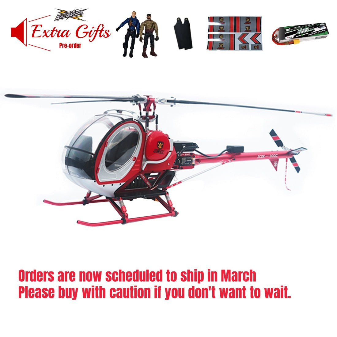 JCZK 300C PRO 2.4G 12CH Flybarless RC Helicopter Model with H1 Smart Flight Control and GPS Positioning (RTF Version)