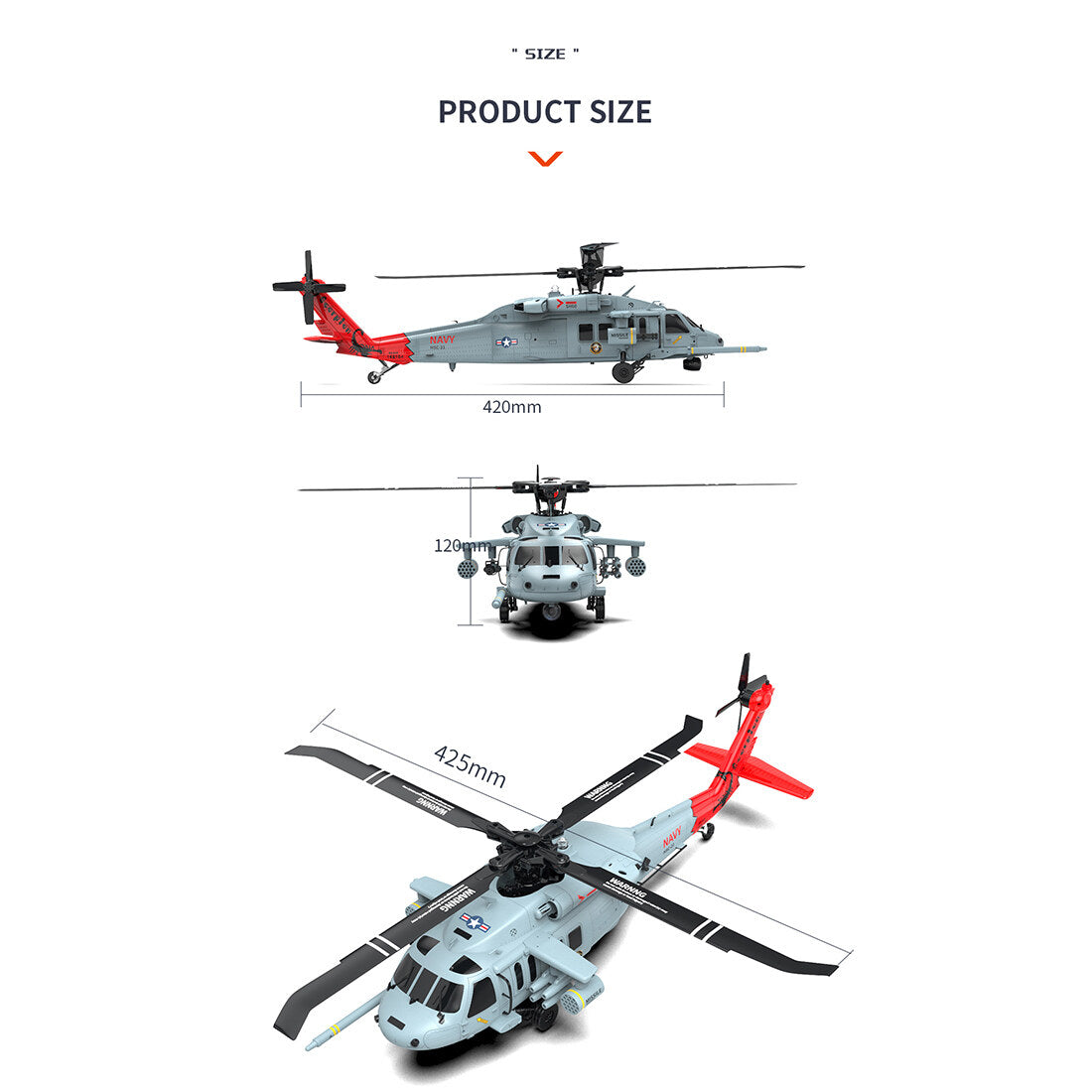 YU XIANG F09-H SH60 Seahawk 8CH RC Hubschrauber im Maßstab 1:47, 2,4 G Dual-Brushless-DD-6G/3D-Stunt-Copter-Modell (einschließlich FC- und GPS-/RTF-Version)