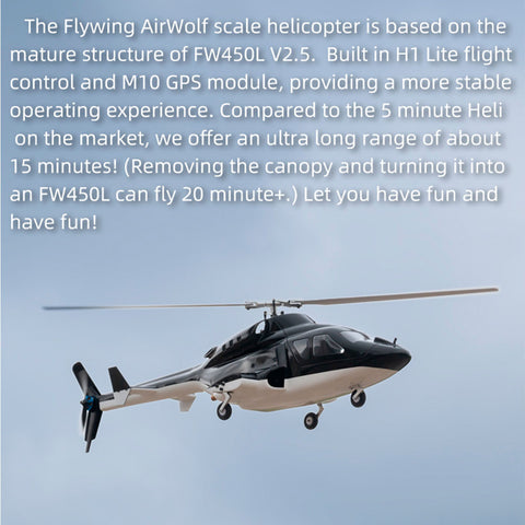 FLYWING FW450L Airwolf 450-Class RC Helicóptero 2.4G RC 6CH Modelo de avión eléctrico