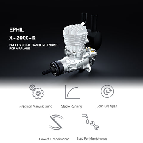 EPHIL X-20cc-R Spark Plug Two-Stroke Single Cylinder Gasoline Engine Model for Fixed-Wing Aircraft Models