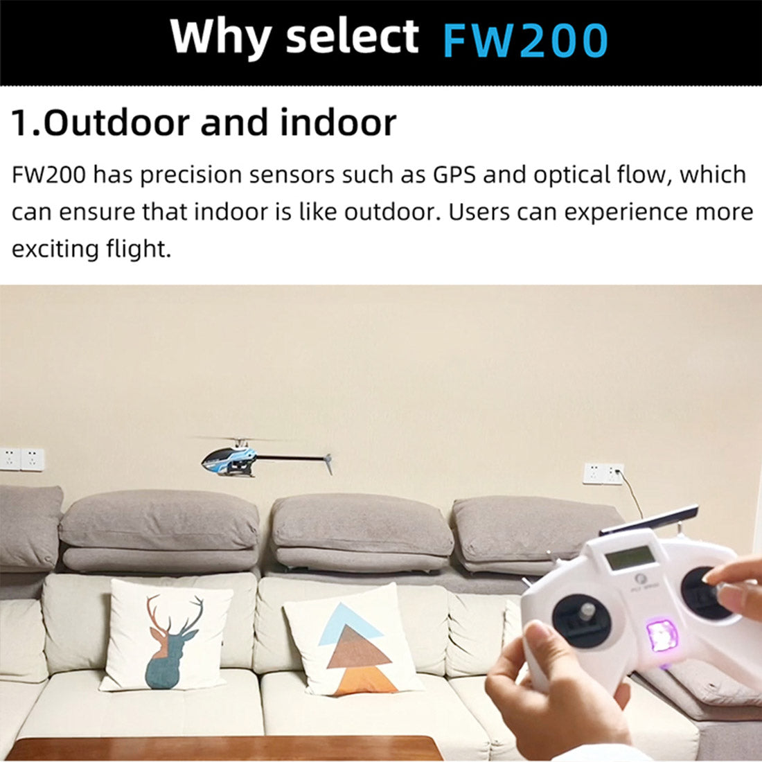 FW200 2.4G RC 헬리콥터 6CH 항공기 브러시리스 직접 구동 3D 곡예 모델