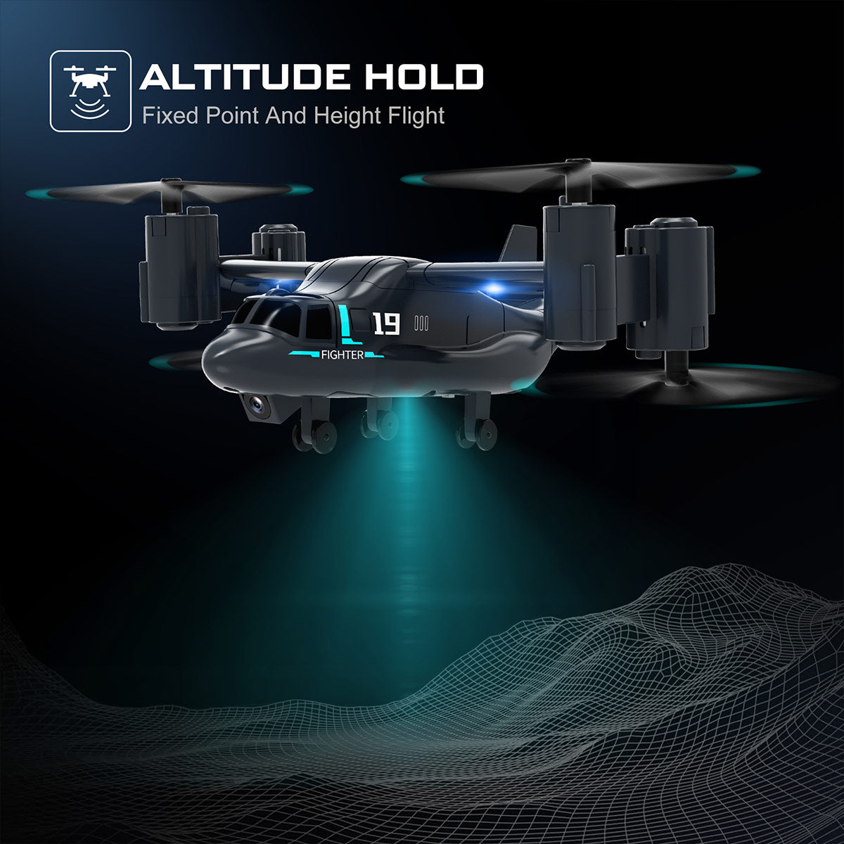 LMRC V-22 2.4G 6CH Land/Air Dual-Mode Scale RC Helicopter Model with Optical Flow Positioning, Altitude Hold RTF - RAZORDON