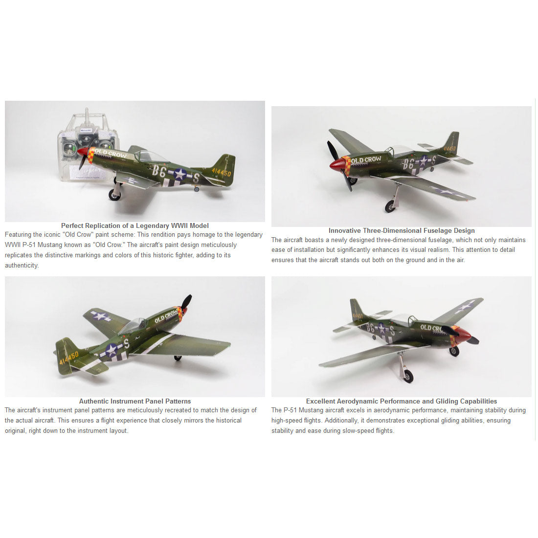 P-51 Mustang 2.4G RC Mini-Fünfkanal-Multiprotokoll-Starrflügelflugzeug-Flugzeugmodell mit Motor