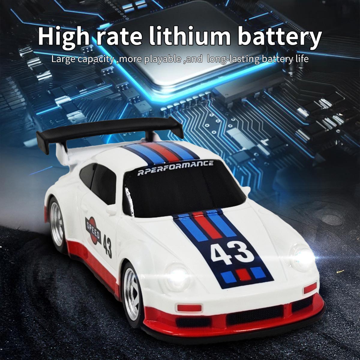 1/43 Scale 2.4G Full-Proportional Mini Electric RC Drift Racing Car Model with LED Lights - Razordon