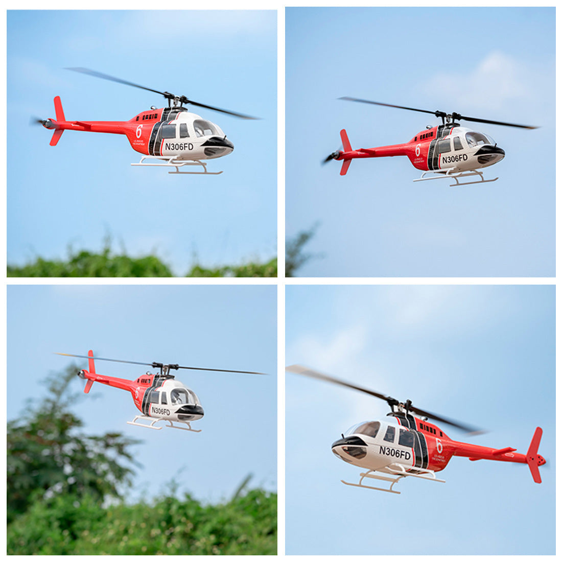FLYWING Bell-206-V3 470-Class RC Helicopter Model 2.4G RC 6CH Electric Airplane with Model 1 & Model 2 Switchable(RTF Version)