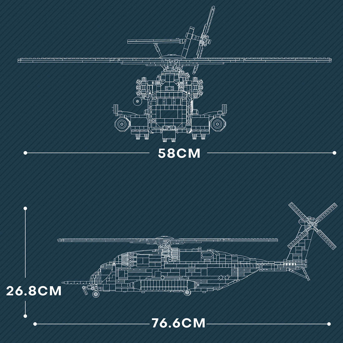 MOC-127265 CH-53E Super Stallion 1/35 Scale Modern Military-themed Small Particles Building Blocks Set - Razordon