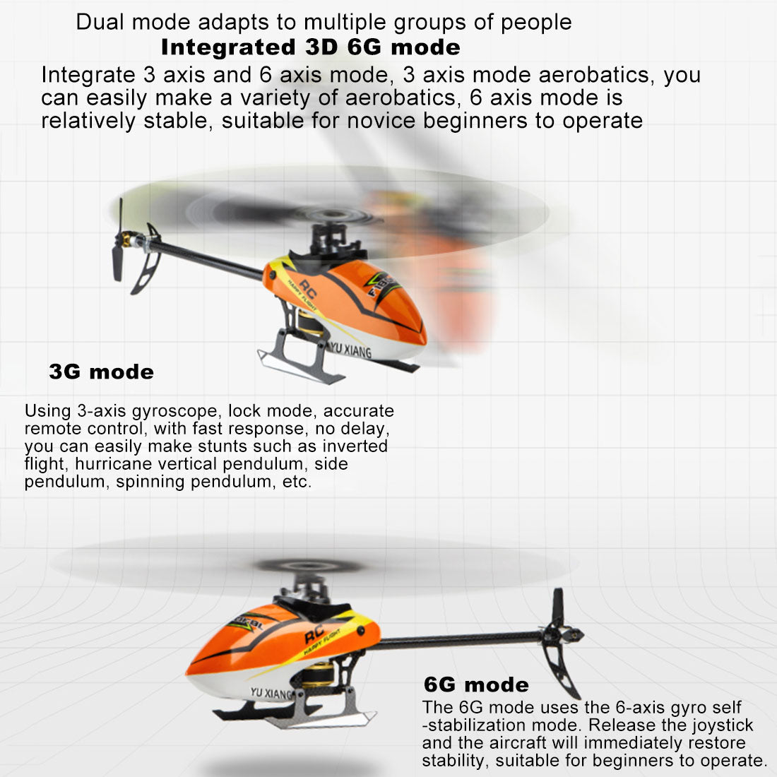 YU XIANG F180V2 RC Helicopter 2.4G 6CH Direct Drive Model