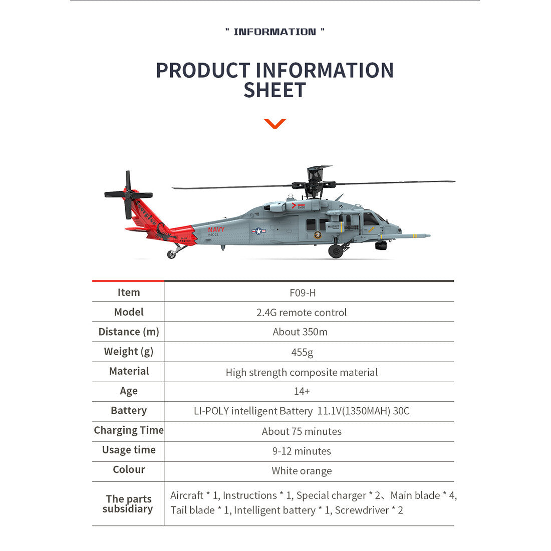 YU XIANG F09-H SH60 Seahawk 8CH RC Hubschrauber im Maßstab 1:47, 2,4 G Dual-Brushless-DD-6G/3D-Stunt-Copter-Modell (einschließlich FC- und GPS-/RTF-Version)