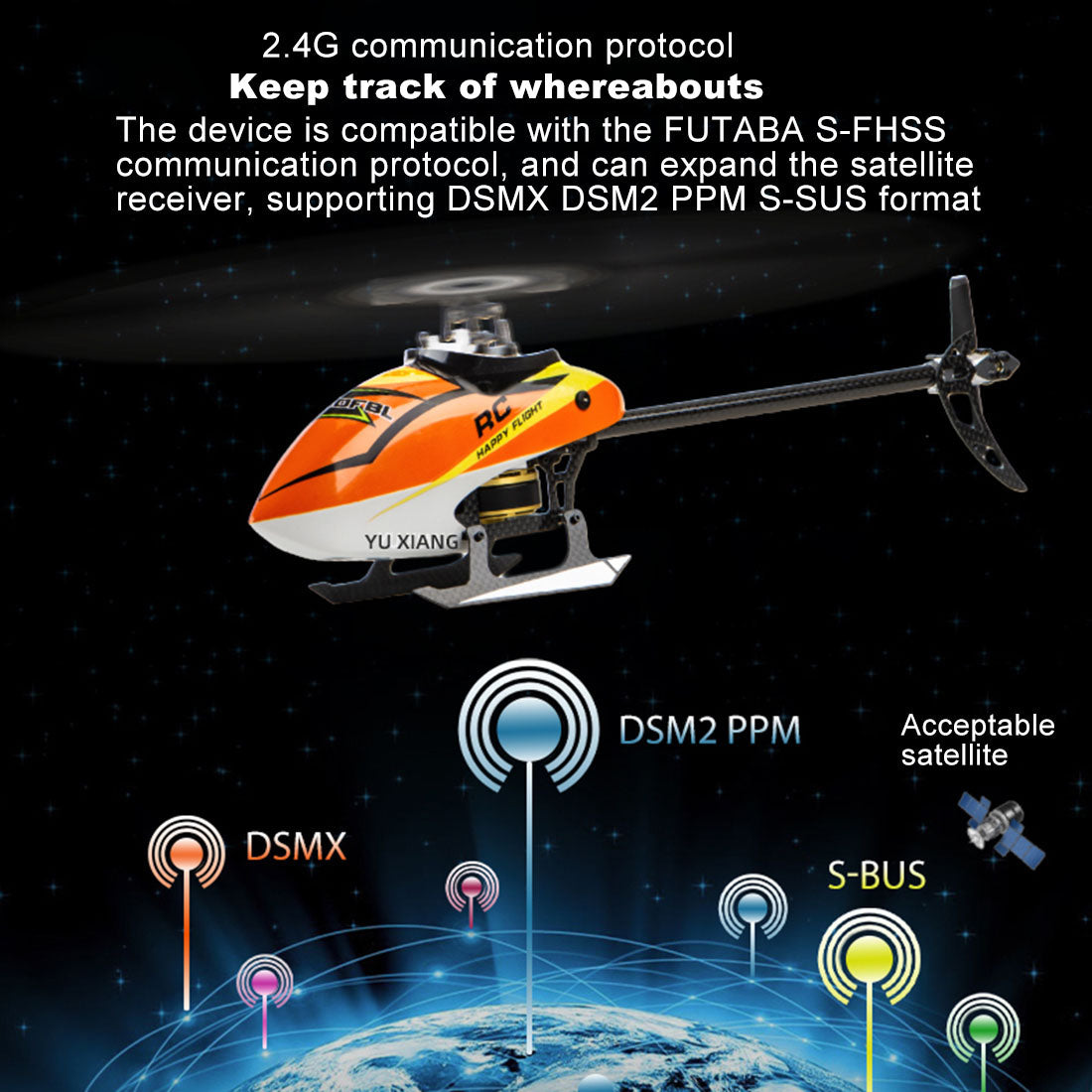 YU XIANG F180V2 RC Helicopter 2.4G 6CH Direct Drive Model