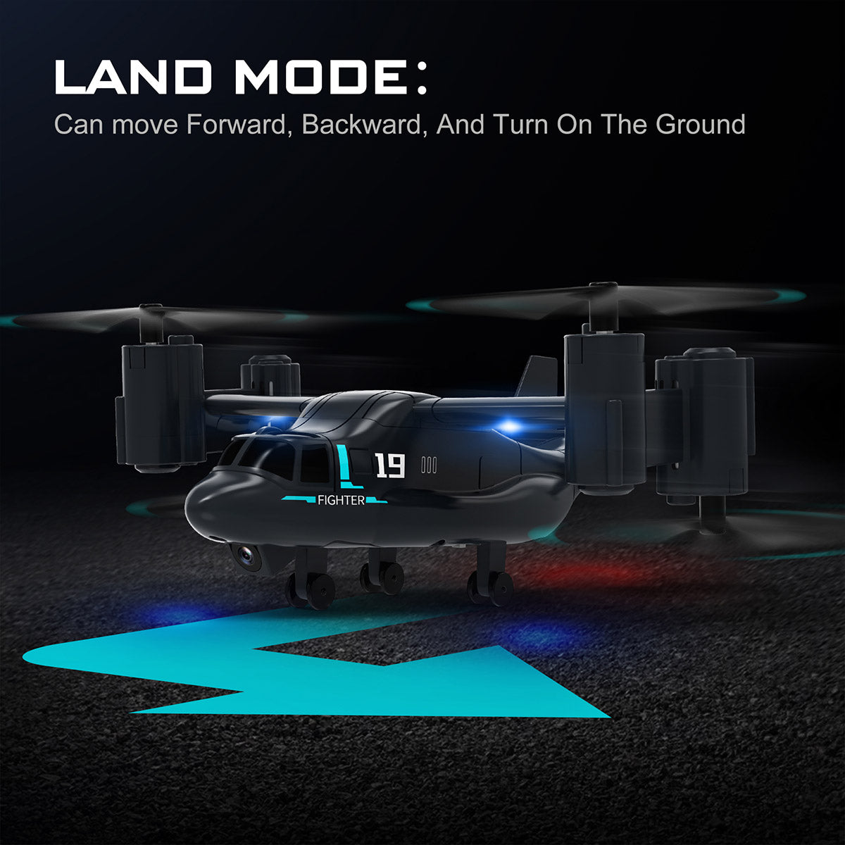 LMRC V-22 2.4G 6CH Land/Air Dual-Mode Scale RC Helicopter Model with Optical Flow Positioning, Altitude Hold RTF - RAZORDON