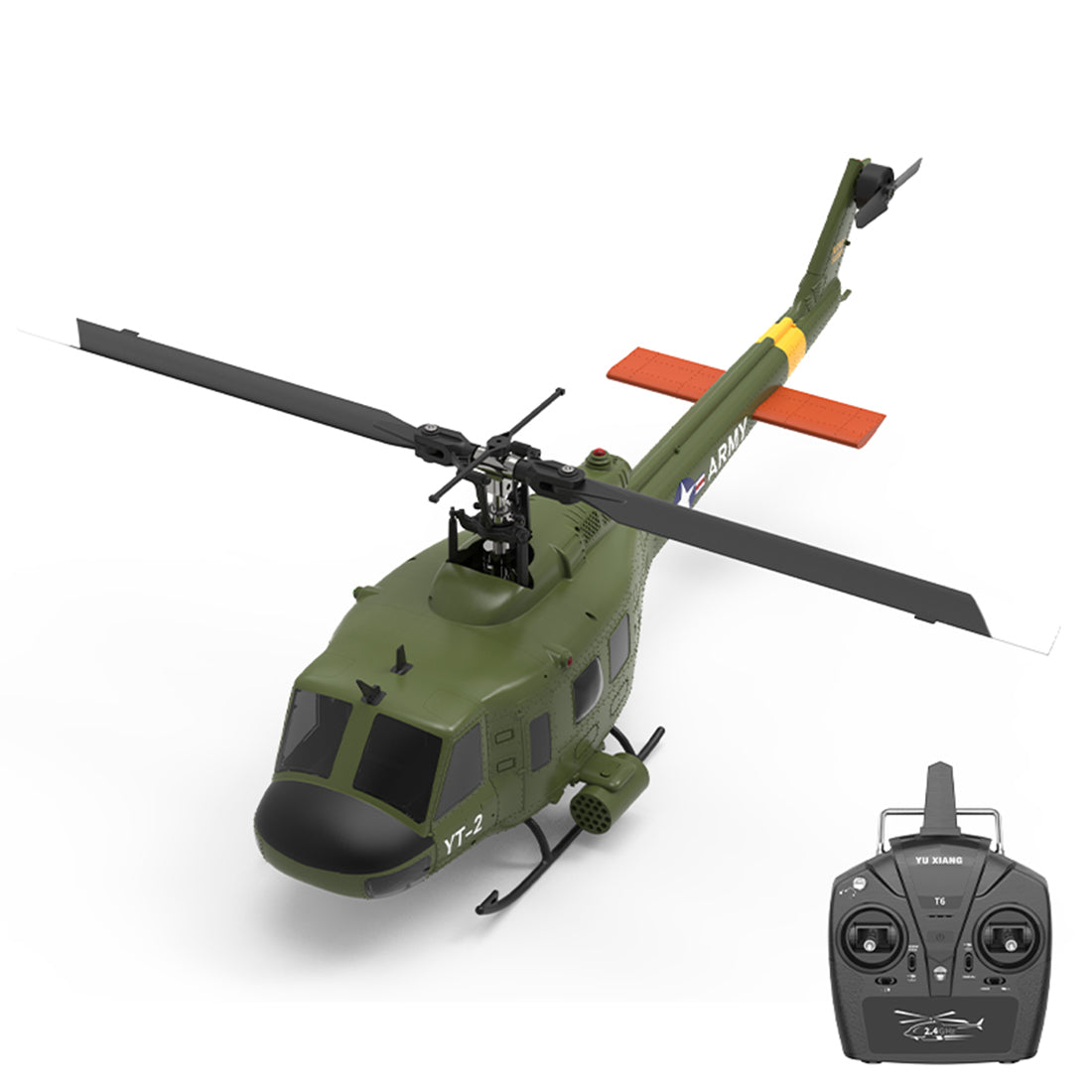 YU XIANG F07 1/34 Scale UH-1 Huey 2.4G 6CH Brushless Direct-Drive 3D/6G Flybarless RC Helicopter Model with Optical Flow Positioning (RTF Version/Mode1/Mode2) razordon