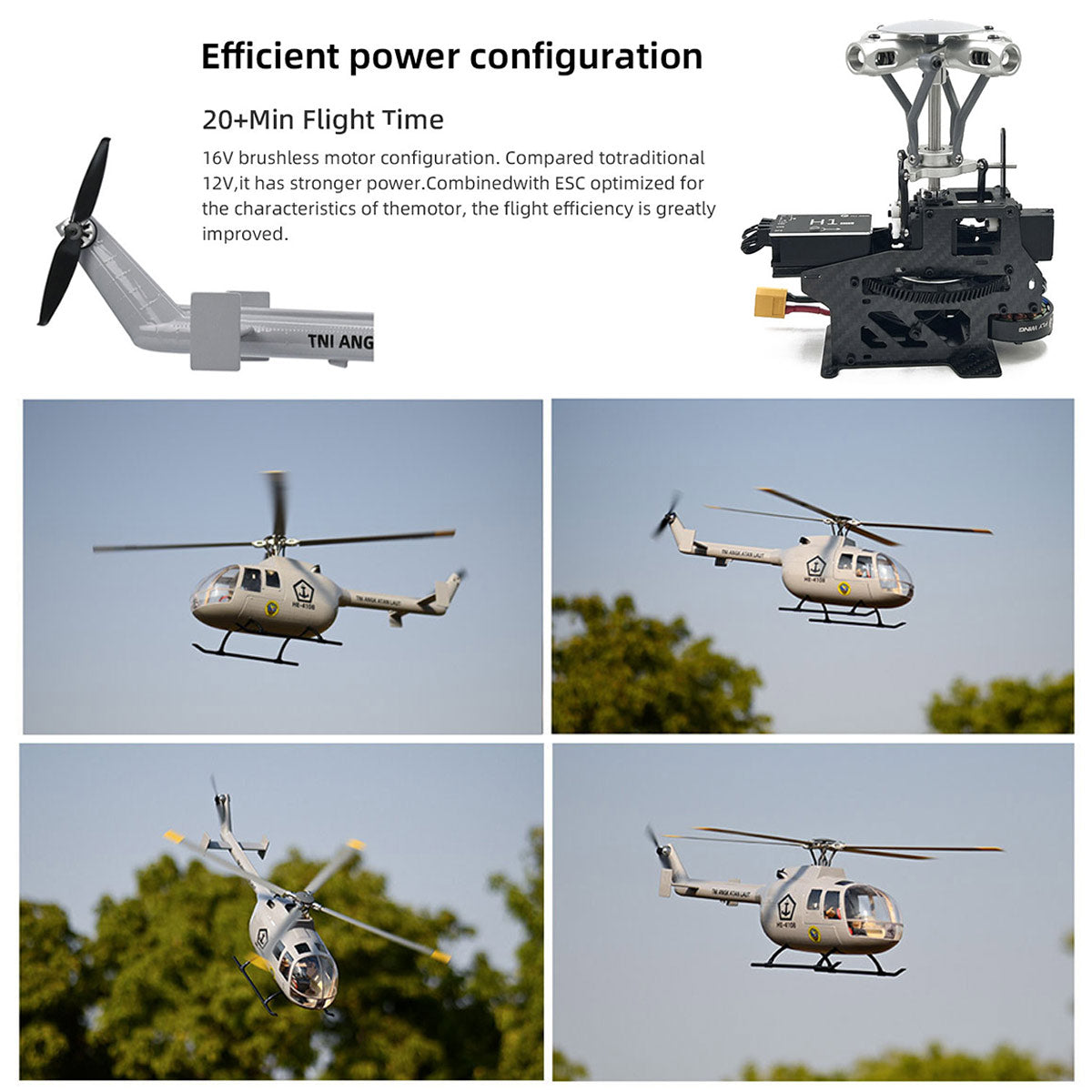 FLYWING BO105 470 Size 2.4G 6CH Military RC Helicopter With H1 Flight Controller,GPS and Adjustable Left/Right-Handed Controls - RAZORDON