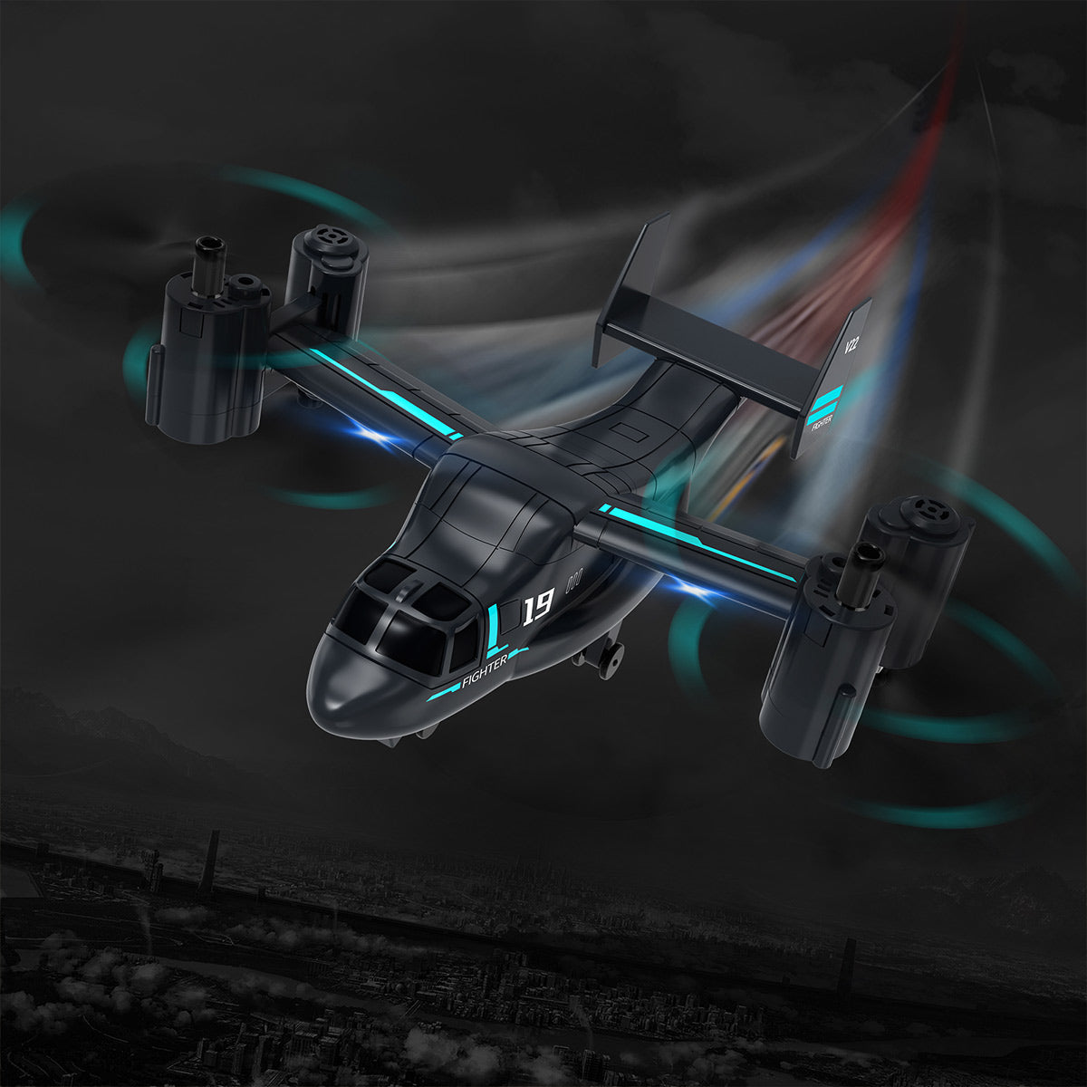 LMRC V-22 2.4G 6CH Land/Air Dual-Mode Scale RC Helicopter Model with Optical Flow Positioning, Altitude Hold RTF - RAZORDON