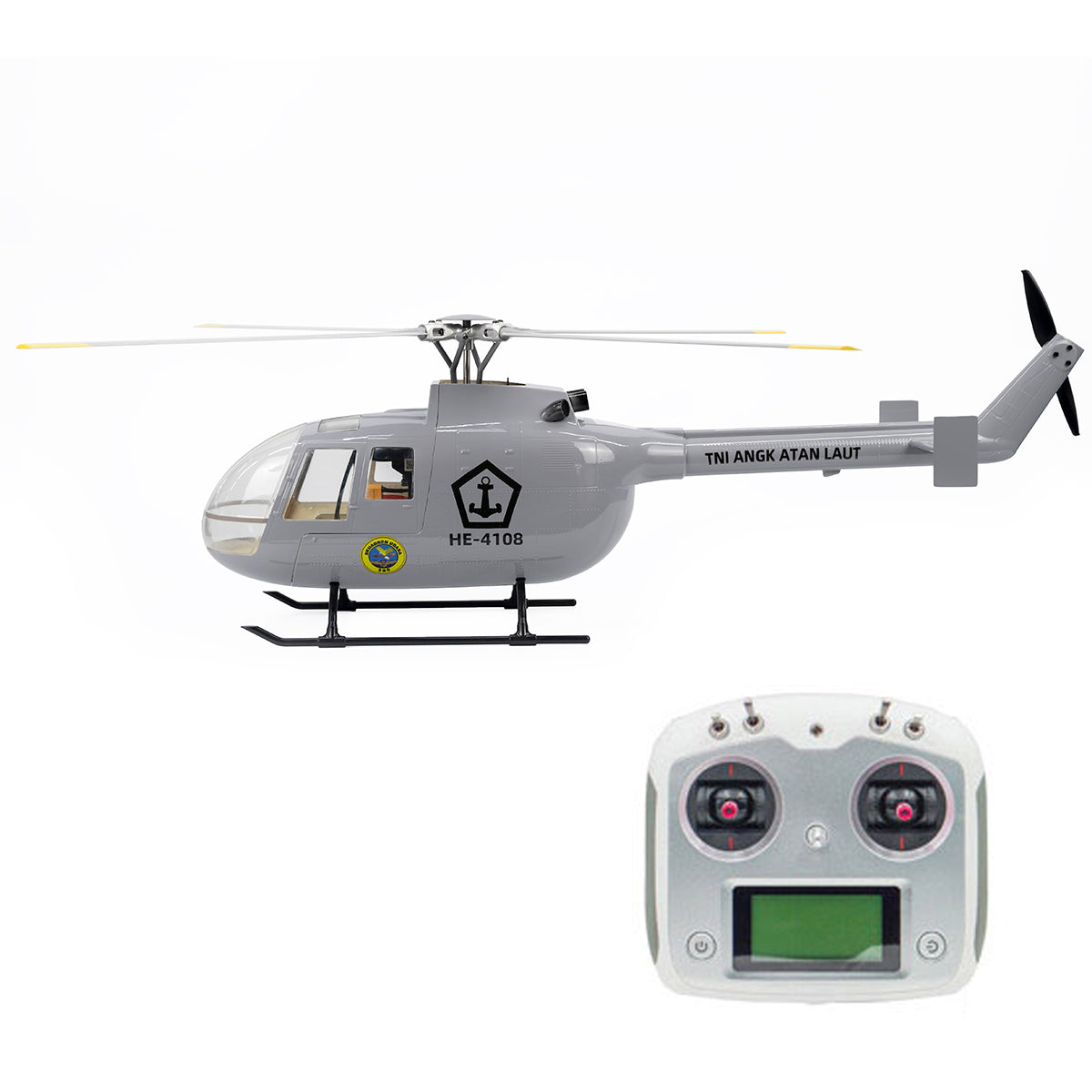 FLYWING BO105 470 Size 2.4G 6CH Military RC Helicopter With H1 Flight Controller,GPS and Adjustable Left/Right-Handed Controls - RAZORDON