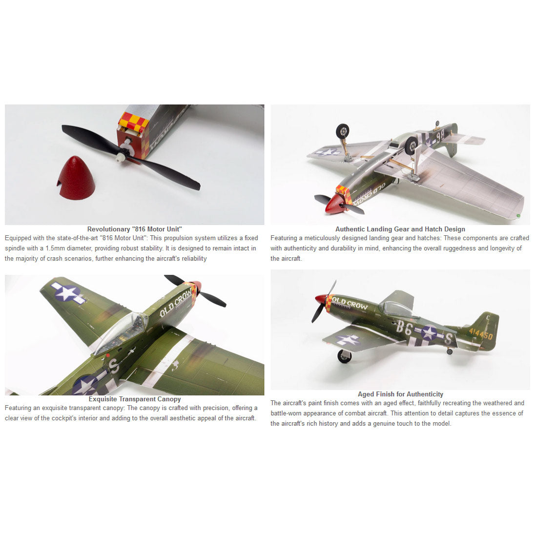 P-51 Mustang 2.4G RC Mini Five-Channel Multi-Protocol Fixed-Wing Aircraft Airplane Model with Motor