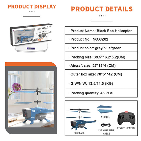 CX068 Drone 2.4G RC Airplane 3.5 CH Dual-Prop Gyro Stabilized Aircraft Model with Bright Night Navigation Lights